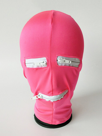 ピンクライクラスパンデックス ヘッドギア マスク ジッパー付き コスプレ セクシー かわいい コスチューム クラブウェア レディース ヘッドギア