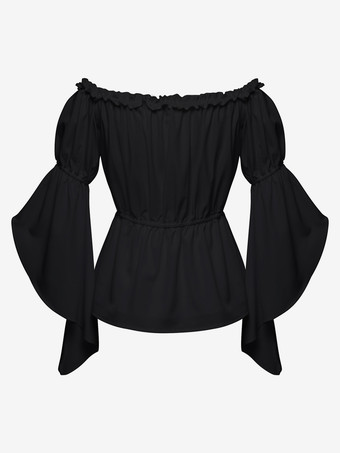 レディース ルネッサンス ゴシック ブラウス ベルスリーブ フリル オフショルダー ボヘミアン コルセット トップ