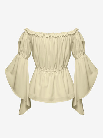 レディース ルネッサンス ゴシック ブラウス ベルスリーブ フリル オフショルダー ボヘミアン コルセット トップ