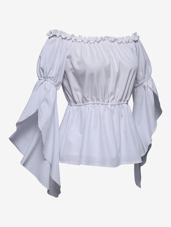 レディース ルネッサンス ゴシック ブラウス ベルスリーブ フリル オフショルダー ボヘミアン コルセット トップ