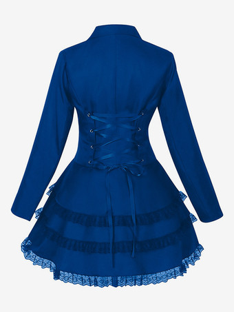 ミドル丈パンクレディースゴシックジャカードダブルブレストスーツブラックスワローテイルコートヨーロッパアメリカ