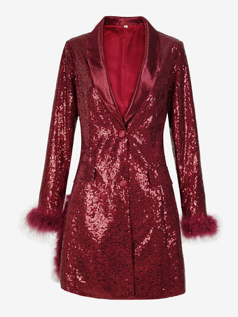 レッド レトロ ヴィンテージ 1980年代 ドレススーツ ブレザー ディスコ スパンコール レディース パーティー / イブニング 仮面舞踏会 独身パーティー 大人用ドレス