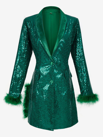 グリーン レトロ ヴィンテージ 1980年代 ドレススーツ ブレザー ディスコ スパンコール レディース パーティー / イブニング 仮面舞踏会 独身パーティー 大人用ドレス
