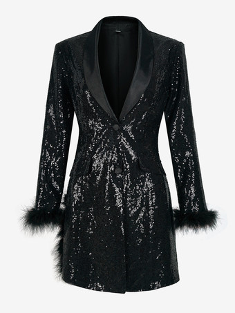 ブラック レトロ ヴィンテージ 1980年代 ドレススーツ ブレザー ディスコ スパンコール レディース パーティー / イブニング 仮面舞踏会 独身パーティー 大人用ドレス