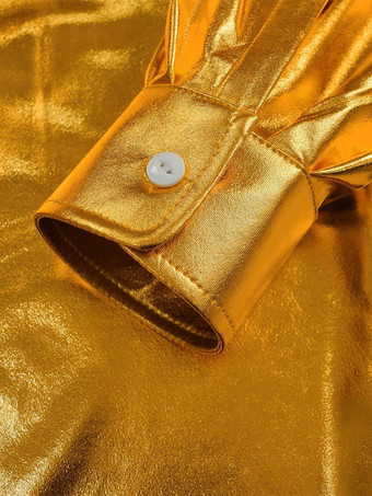 メンズ 2ピース ディスコセット 光沢のある70年代のヴィンテージディスコシャツとスパンコールベルボトムパンツ レトロヒッピーディスコスタイル デュードコスチュームスーツ