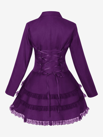 ミドル丈パンクレディースゴシックジャカードダブルブレストスーツブラックスワローテイルコートヨーロッパアメリカ