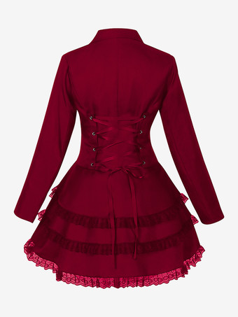 ミドル丈パンクレディースゴシックジャカードダブルブレストスーツブラックスワローテイルコートヨーロッパアメリカ