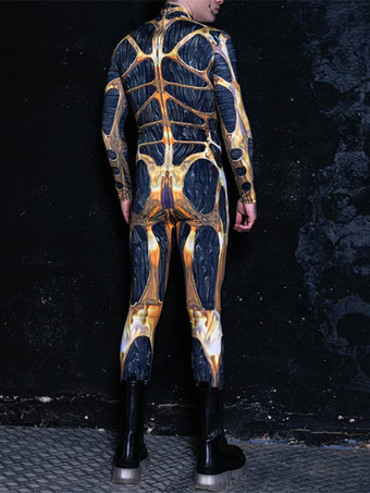 パターニング全身タイツ ハロウィン サイバーパンク メンズコスチューム メンズハロウィンコスチューム カップル向けコスチューム メンズロボットコスチューム SFコスチューム サイバーコスチューム バーニングマン衣装