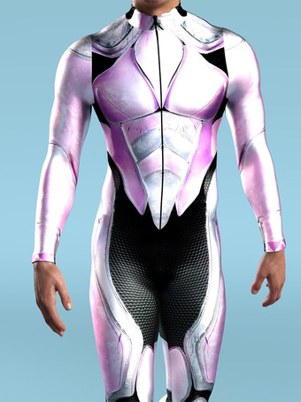 パターニング全身タイツ ハロウィン クリエイティブメンズアート不規則ライン3Dジャンプスーツサイバーパンクボディスーツハロウィンパーティーコスプレコスチュームパフォーマンスロンパース全身タイツスーツ
