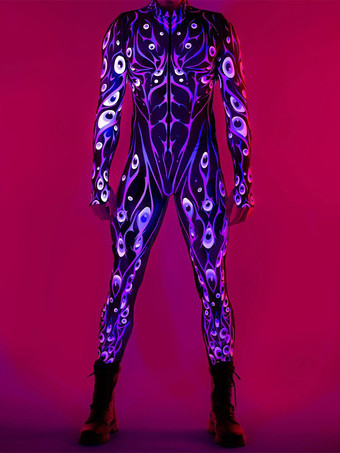 パターニング全身タイツ ハロウィン 大人用ハロウィン カラフル SF ジャンプスーツ サイバーパンク ボディスーツ バーニングマン 全身タイツ ホリデーパーティー モーフスーツ カップル レイブ衣装