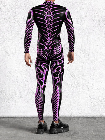 パターニング全身タイツ ハロウィン メンズ 3Dプリント サイバージャンプスーツ パンク モーフスーツ ハロウィン ロボット コスプレ 全身タイツ ホリデーパーティー ボディスーツ レイブ サイクリング キャットスーツ