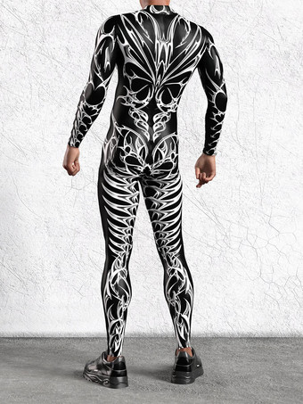 パターニング全身タイツ ハロウィン メンズ 3Dプリント サイバージャンプスーツ パンク モーフスーツ ハロウィン ロボット コスプレ 全身タイツ ホリデーパーティー ボディスーツ レイブ サイクリング キャットスーツ