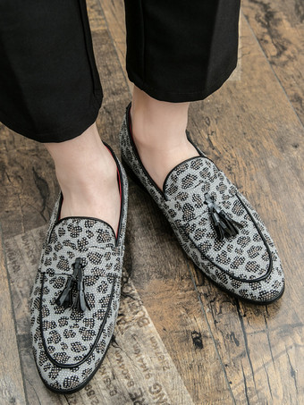 メンズ タッセルローファー スリッポン ペニーシューズ 装飾 ファッション 通気性 ホワイト ビーズ フォーマルウェア カジュアルシューズ