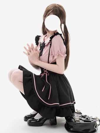 地雷系 レースアップ セットアップ 2点セット かわいい スカート 量産型 病みかわいい レディース 参戦服 レース フリル ミニスカート ハイウエス