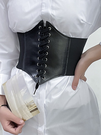 ブラック ヴィンテージコルセット ヴィンテージレディース服 PUレザー