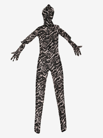 ブラック ゼブラ ヒョウ柄 迷彩柄 メッシュ キャットスーツ セパレートフィンガー ボディストッキング フード付き ボディスーツ タイト 透明 レオタード 結合 ランジェリー