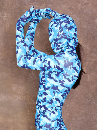 カモフラージ全身タイツ ハロウィン 女性用セクシーナイロンシアーカモフラージュフルボディスーツキャットスーツ全身タイツユニタード