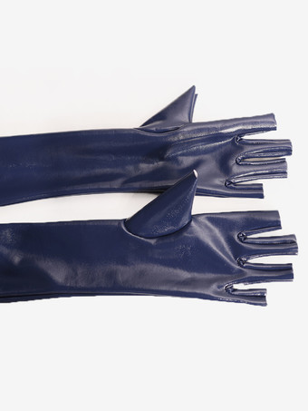 レディース セクシー フェイクレザー メタリック ウェットルック キャットスーツ ジッパー クロッチ ボディスーツ ジャンプスーツ オープンフィンガー グローブ付き