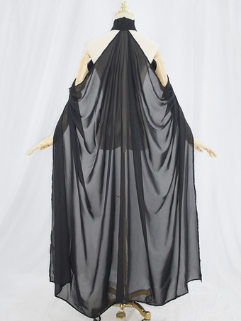 レディース マント ケープ スチームパンク フェザーカラー 魔女ケープ 無地 ウェディング シフォンケープ ブライダルベール マント ホルター ロングケープ