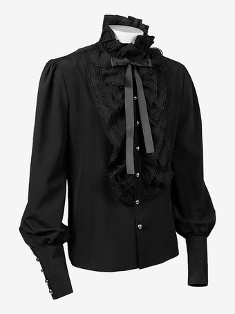 メンズ フリルシャツ ルネッサンスシャツ トップス スチームパンク ゴシック コスチューム カジュアル ボタンダウン 長袖シャツ