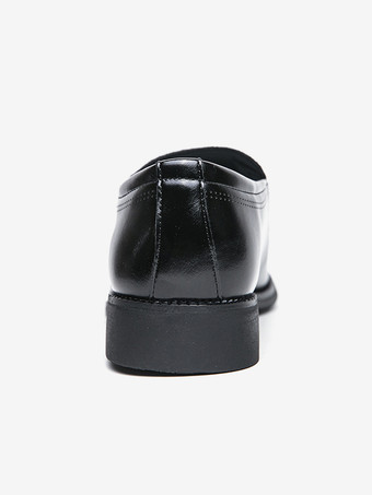 メンズ スリッポン ローファー クラシックレザープリント チャンキーローヒール ドレスペニーシューズ レトロ ポインテッドトゥ 快適 軽量 滑り止め ロートップ