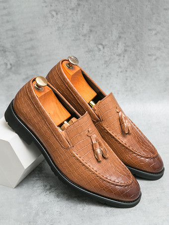 メンズ タッセルローファー レザー ストーン柄 スリッポン ペニーシューズ ファッション ポインテッドトゥ 快適 ローカット ノンスリップ ドレスシューズ 結婚式 パーティー フォーマル