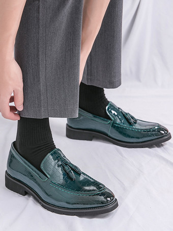 メンズ タッセルローファー レザー ストーン柄 スリッポン ペニーシューズ ファッション ポインテッドトゥ 快適 ローカット ノンスリップ ドレスシューズ 結婚式 パーティー フォーマル