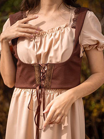 レディース ヴィンテージドレス ルネッサンス スクエアネックドレス 半袖 Vバック Aラインドレス ルーシュ 気質 イブニングドレス