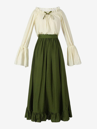 ルネッサンス中世アイルランド服フレアスリーブドレスフード付き女性服レトロゴシック女王のドレス