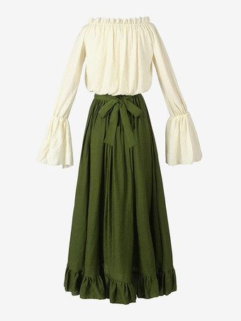 ルネッサンス中世アイルランド服フレアスリーブドレスフード付き女性服レトロゴシック女王のドレス