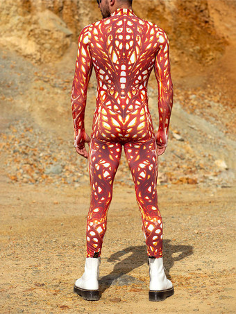 パターニング全身タイツ ハロウィン 3Dプリント ジャンプスーツ ロボット ボディスーツ コスプレ衣装 スケルトン キャットスーツ 男性用 全身タイツ パーティー服 伸縮性 カーニバル ロンパース