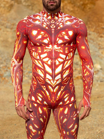 パターニング全身タイツ ハロウィン 3Dプリント ジャンプスーツ ロボット ボディスーツ コスプレ衣装 スケルトン キャットスーツ 男性用 全身タイツ パーティー服 伸縮性 カーニバル ロンパース