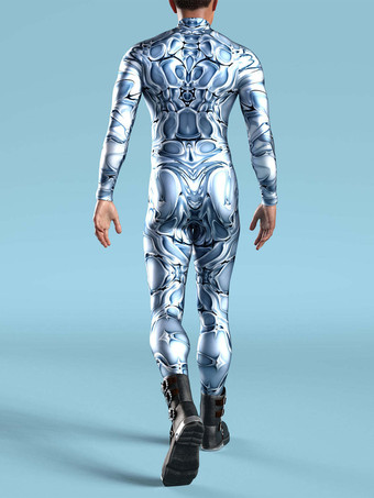 パターニング全身タイツ ハロウィン 3Dプリント ジャンプスーツ ロボット ボディスーツ コスプレ衣装 スケルトン キャットスーツ 男性用 全身タイツ パーティー服 伸縮性 カーニバル ロンパース