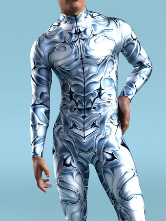 パターニング全身タイツ ハロウィン 3Dプリント ジャンプスーツ ロボット ボディスーツ コスプレ衣装 スケルトン キャットスーツ 男性用 全身タイツ パーティー服 伸縮性 カーニバル ロンパース