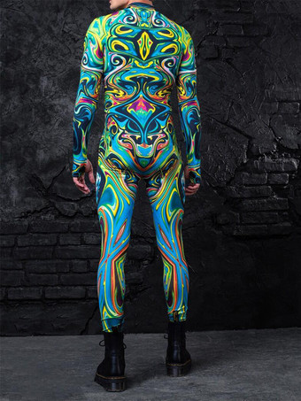 パターニング全身タイツ ハロウィン メカニカルサイバーアーマー衣装ジャンプスーツコスプレパンクボディスーツスチームパンクコスチュームハロウィンパーティーショーメンズクールゼンタイスーツ