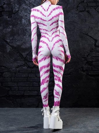 パターニング全身タイツ ハロウィン コスプレ衣装 ジャンプスーツ ハロウィン パーティー ジャンプスーツ カーニバル 女性用 全身タイツ ボディスーツ ピンク ゼブラ コスチューム