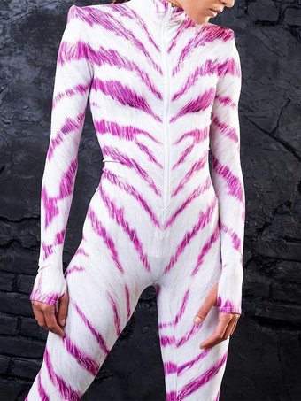 パターニング全身タイツ ハロウィン コスプレ衣装 ジャンプスーツ ハロウィン パーティー ジャンプスーツ カーニバル 女性用 全身タイツ ボディスーツ ピンク ゼブラ コスチューム