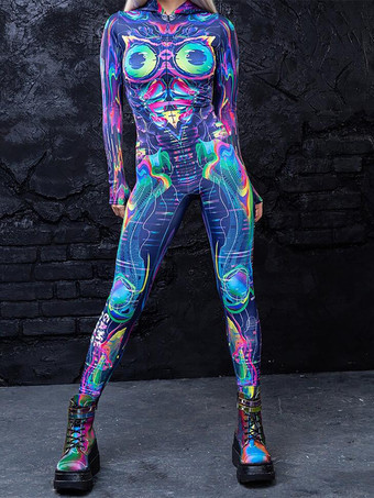 ブルー パターニング全身タイツ ハロウィン コスプレ衣装 ジャンプスーツ ハロウィン パーティー ジャンプスーツ カーニバル 女性用 全身タイツ ボディスーツ ピンク ゼブラ コスチューム