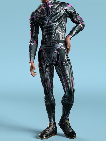 ブラック パターニング全身タイツ ハロウィン サイバーパンク ジャンプスーツ クール メカニカルアーマー コスプレ ボディスーツ コスチューム ハロウィン 男女兼用
