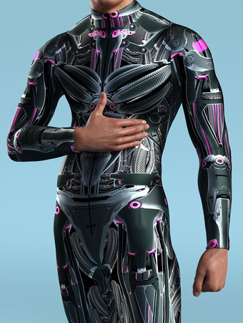 パターニング全身タイツ ハロウィン サイバーパンク ジャンプスーツ クール メカニカルアーマー コスプレ ボディスーツ コスチューム ハロウィン 男女兼用