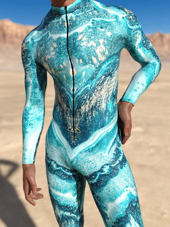 パターニング全身タイツ ハロウィン メンズ レディース サイバーパンク マッスルジャンプスーツ 3D カラードローイング コスプレ ボディスーツ スチームパンク コスチューム ハロウィン パーティー ショー 全身タイツスーツ