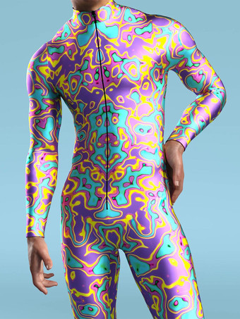 パターニング全身タイツ ハロウィン メンズ レディース サイバーパンク マッスルジャンプスーツ 3D カラードローイング コスプレ ボディスーツ スチームパンク コスチューム ハロウィン パーティー ショー 全身タイツスーツ