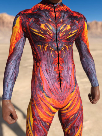 パターニング全身タイツ ハロウィン メンズ レディース サイバーパンク マッスルジャンプスーツ 3D カラードローイング コスプレ ボディスーツ スチームパンク コスチューム ハロウィン パーティー ショー 全身タイツスーツ