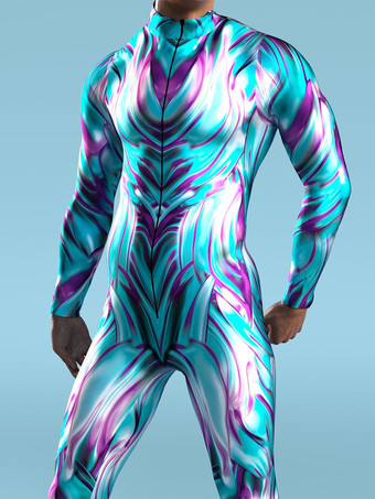 パターニング全身タイツ ハロウィン メンズ レディース サイバーパンク マッスルジャンプスーツ 3D カラードローイング コスプレ ボディスーツ スチームパンク コスチューム ハロウィン パーティー ショー 全身タイツスーツ