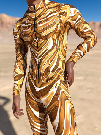 パターニング全身タイツ ハロウィン メンズ レディース サイバーパンク マッスルジャンプスーツ 3D カラードローイング コスプレ ボディスーツ スチームパンク コスチューム ハロウィン パーティー ショー 全身タイツスーツ
