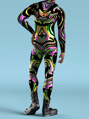 パターニング全身タイツ ハロウィン メンズ レディース サイバーパンク マッスルジャンプスーツ 3D カラードローイング コスプレ ボディスーツ スチームパンク コスチューム ハロウィン パーティー ショー 全身タイツスーツ