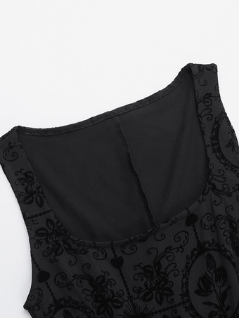   Robe courte sans bretelles brodée style gothique lolita bordure en dentelle série sombre costumes d'  et de cosplay