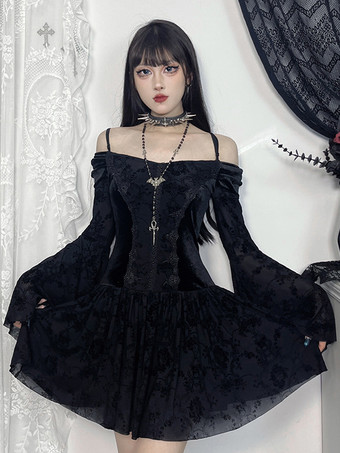   Robe courte bustier en dentelle style gothique lolita tenue de cosplay Dark Series
