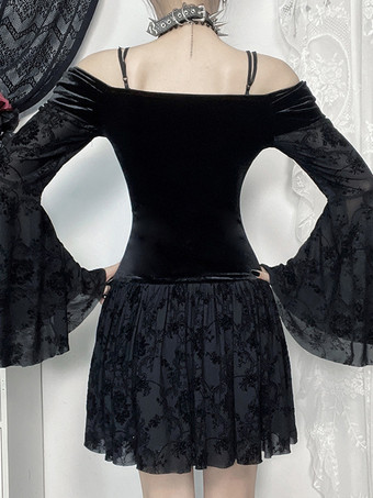   Robe courte bustier en dentelle style gothique lolita tenue de cosplay Dark Series