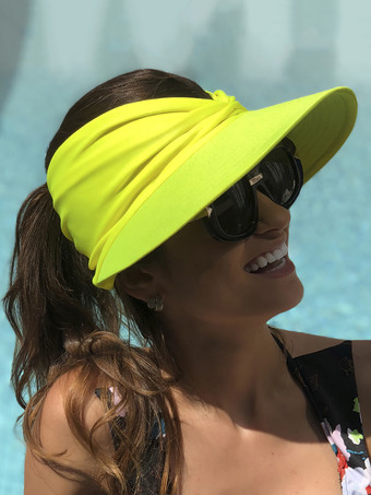 グラスグリーンサンバイザーハット つば広 夏 UPF 50 UV 保護 伸縮性 中空キャップ レディース 2025